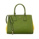 2014 Prada Saffiano Leather Tote Bag for sale BN2438 green & yellow - Click Image to Close